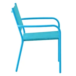 Sunny Club Blue Textilene Stackable Outdoor Chair -Accent Aura Furniture Store sunny club blue textilene stackable outdoor chair 2