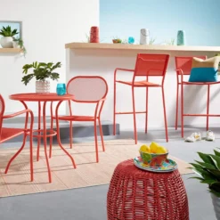Sunny Club Coral Textilene Stackable Outdoor Barstool -Accent Aura Furniture Store sunny club coral textilene stackable outdoor barstool 5