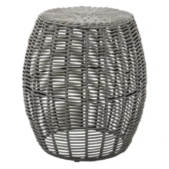 Sunny Club Grey Wicker Outdoor Ottoman, 16"