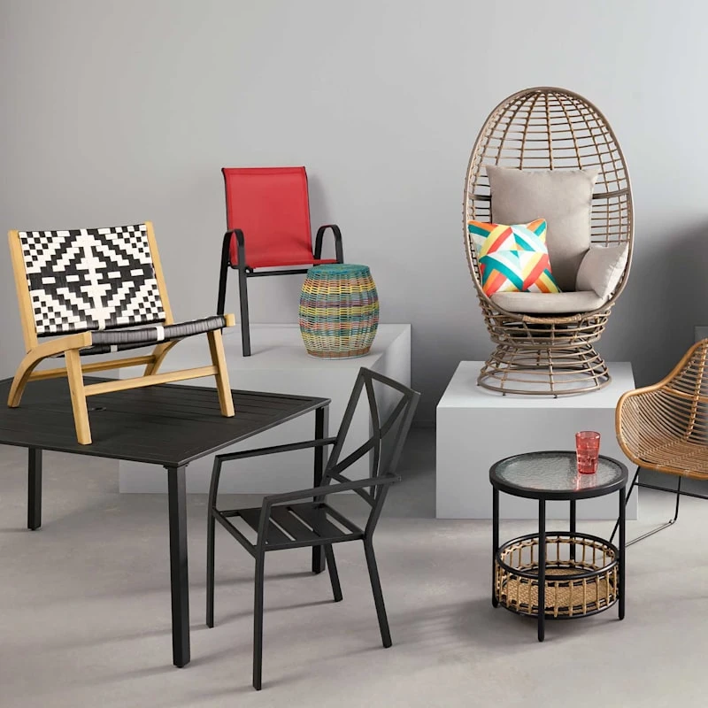 Sunny Club Multicolor Outdoor Wicker Ottoman, 16" 2 Sunny Club Multicolor Outdoor Wicker Ottoman, 16" - Image 2