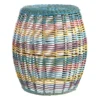 Sunny Club Multicolor Outdoor Wicker Ottoman, 16"