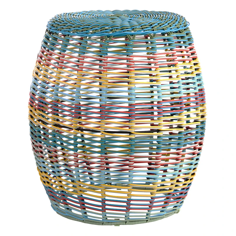 Sunny Club Multicolor Outdoor Wicker Ottoman, 16" 1 Sunny Club Multicolor Outdoor Wicker Ottoman, 16"