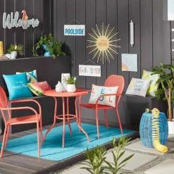 Sunny Club Outdoor Blue Wicker Ottoman, 16" -Accent Aura Furniture Store sunny club outdoor blue wicker ottoman 16 2