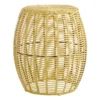 Sunny Club Yellow Wicker Outdoor Ottoman, 16"