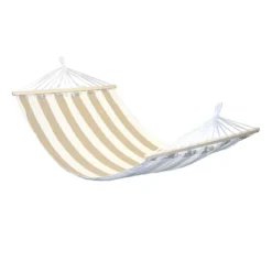 Tan & White Striped Outdoor Hammock