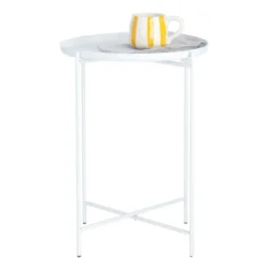 Tate Tray Side Table, White -Accent Aura Furniture Store tate tray side table white 2