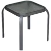 Tempered Glass Top Brown Outdoor End Table, 16"