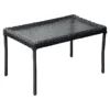 Tempered Glass Top Outdoor Wicker Coffee Table, Black