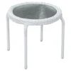 Tempered Glass Top Outdoor Wicker End Table, White