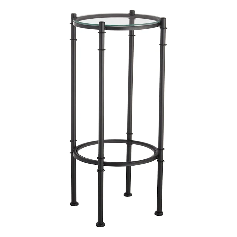 Tempered Glass Top With Black Metal Frame 2 Tier Plant Stand 1 Tempered Glass Top With Black Metal Frame 2 Tier Plant Stand