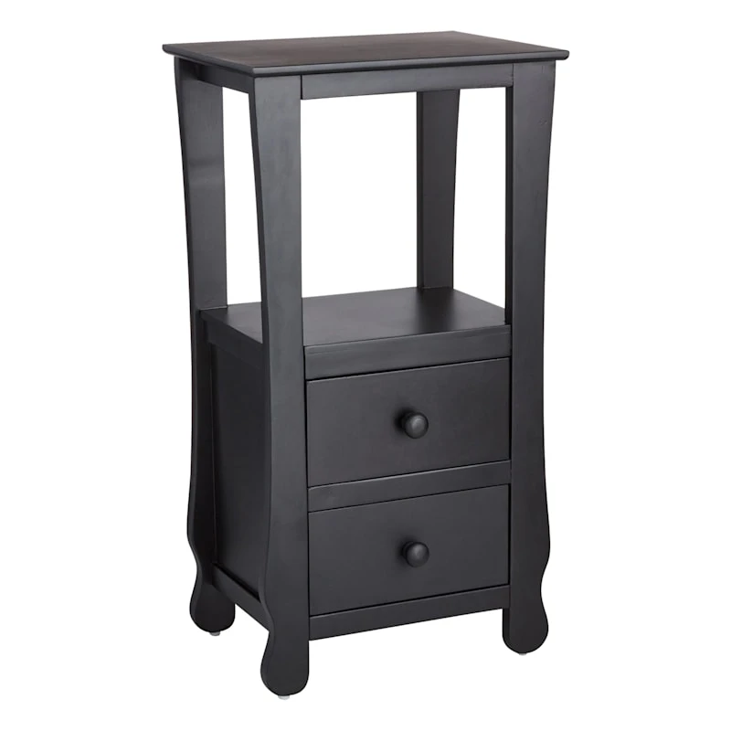Theodore Black 2-Drawer Thick Leg Accent Table, 29.5" 1 Theodore Black 2-Drawer Thick Leg Accent Table, 29.5"