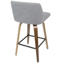Toriano Walnut & Grey Counter Stool, 26" -Accent Aura Furniture Store toriano walnut grey counter stool 26 3