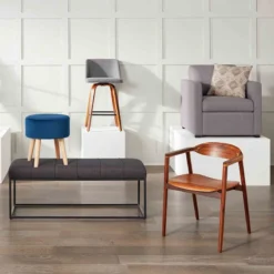 Toriano Walnut & Grey Counter Stool, 26" -Accent Aura Furniture Store toriano walnut grey counter stool 26 5