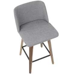 Toriano Walnut & Grey Counter Stool, 26" -Accent Aura Furniture Store toriano walnut grey counter stool 26 6