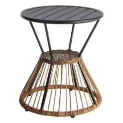 Tracey Boyd Chelsea Brown Steel & Wicker Outdoor Side Table