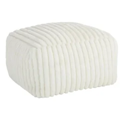Tracey Boyd Esme Channeled Fur Pouf, Ivory