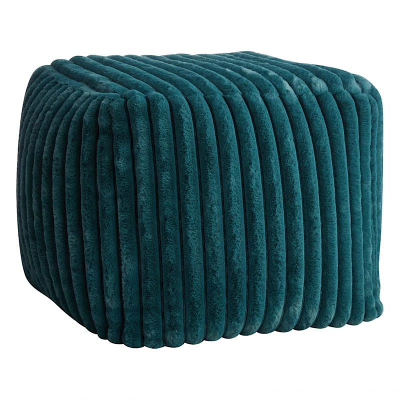 Tracey Boyd Esme Channeled Fur Pouf, Teal 1 Tracey Boyd Esme Channeled Fur Pouf, Teal