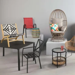 Tracey Boyd Maya Black & White Armless Outdoor Chair -Accent Aura Furniture Store tracey boyd maya black white armless outdoor chair 2