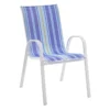 Tracey Boyd Stackable White & Blue Caprice Striped Sling Patio Chair