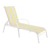 Tracey Boyd Stackable White & Yellow Caprice Striped Sling Outdoor Chaise Lounge Chair