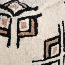 Tracey Boyd Tile Tufted Pouf, Cream -Accent Aura Furniture Store tracey boyd tile tufted pouf cream 2