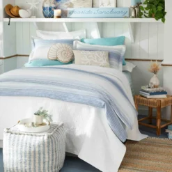 Ty Pennington Lex Blue Striped Square Pouf, 16" 6 Ty Pennington Lex Blue Striped Square Pouf, 16" -Accent Aura Furniture Store ty pennington lex blue striped square pouf 16 2