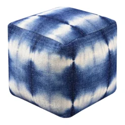 Ty Pennington Shyloh Shibori Print Pouf, Blue