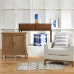 Ty Pennington Shyloh Shibori Print Pouf, Blue -Accent Aura Furniture Store ty pennington shyloh shibori print pouf blue 3