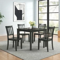 Uptown 5-Piece Dining Set, Black -Accent Aura Furniture Store uptown 5 piece dining set black 6