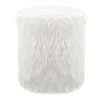 White Faux Fur Round Ottoman