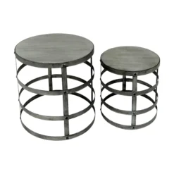 Wood Top Plant Stand With Metal Base, Large