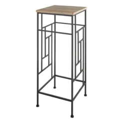 Wood Top Plant Stand With Metal Frame, Large