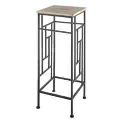 Wood Top Plant Stand With Metal Frame, Medium