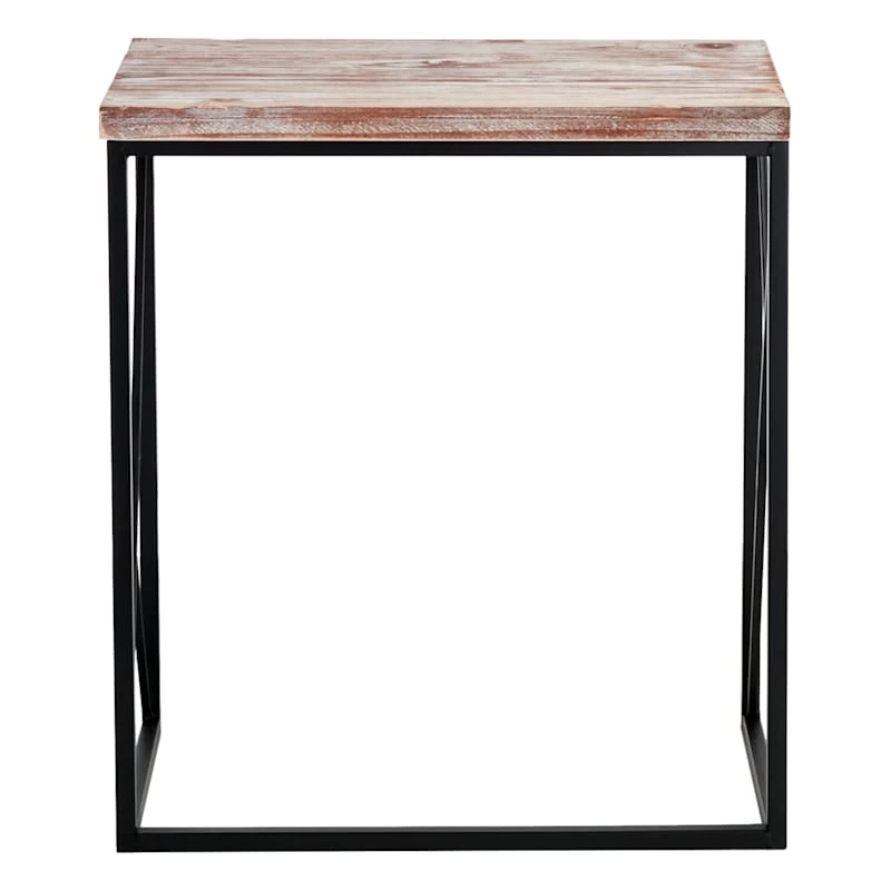 Wood Top With Black Cross Metal Table, Medium 2 Wood Top With Black Cross Metal Table, Medium - Image 2