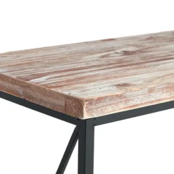 Wood Top With Black Cross Metal Table, Medium 10 Wood Top With Black Cross Metal Table, Medium -Accent Aura Furniture Store wood top with black cross metal table medium 4