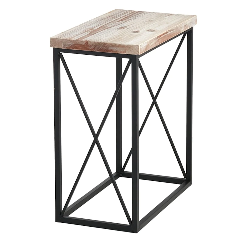 Wood Top With Black Cross Metal Table, Small 3 Wood Top With Black Cross Metal Table, Small - Image 3