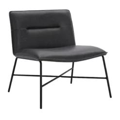 Zoey Faux Leather Accent Chair, Black